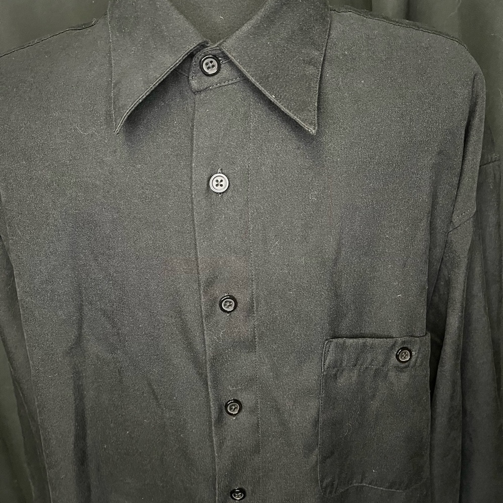 Lineage Solid Black Button Down Size Xxl - image 4